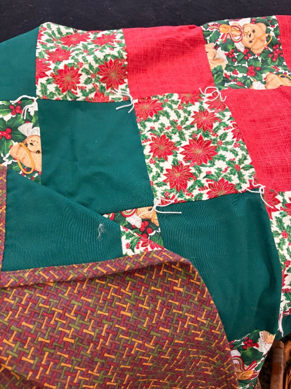 Vintage handmade holiday quilt